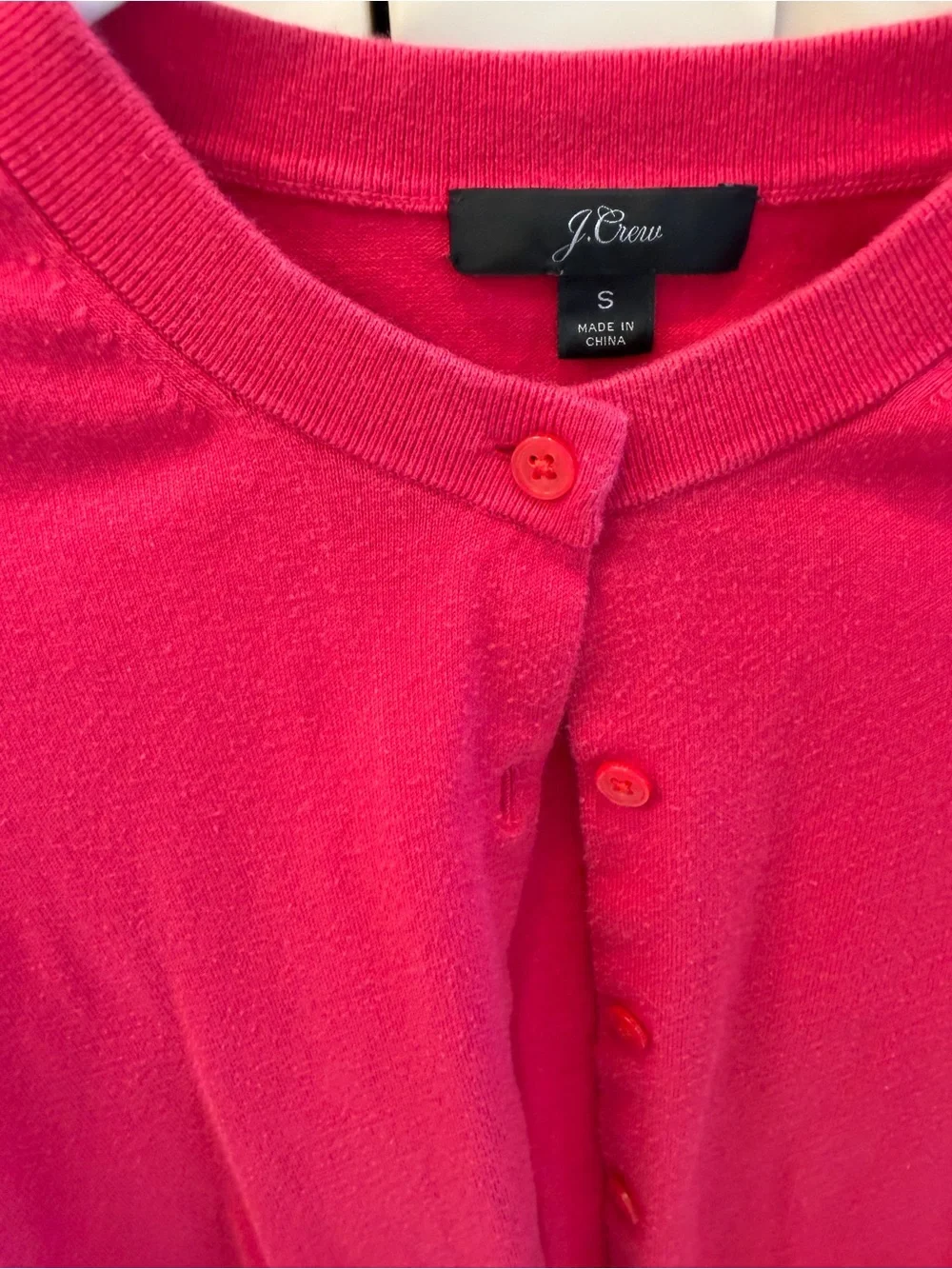 J. Crew Bright Pink Button-Front Crewneck Jackie Cardigan